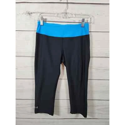 Under Armour Women's Black Blue Mid Rise Elastic Waist Capri Leggings Size Small - Image 1 of 4