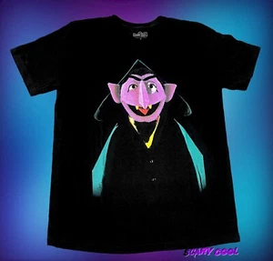 New Sesame Street Count Dracula Mens Vintage Throwback T-Shirt - Picture 1 of 2