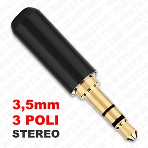 CONNETTORE AUDIO SPINOTTO MASCHIO JACK 3,5mm STEREO A SALDARE 3 POLI - 2 PEZZI - Afbeelding 1 van 3
