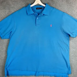 Polo Ralph Lauren Shirt Mens 2XB Blue Golf Polo Golfer Casual Rugby Pink Pony - Picture 1 of 12