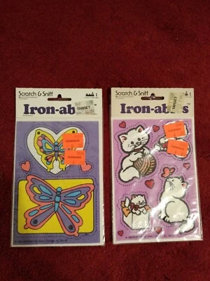 Vintage Mark 1 Scratch & Sniff Iron-ables Patches Butterfly & Cat Retro 1983 - Image 1 of 2