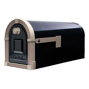 Brunswick Large Steel Post Mount Mailbox Black with Brushed Nickel - Picture 1 of 7