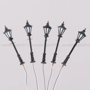 5 PIEZAS Modelos a Escala 1:100 Trenes Postes de Luz de Metal Con Cable Iluminación LED Lámparas de Calle - Imagen 1 de 4