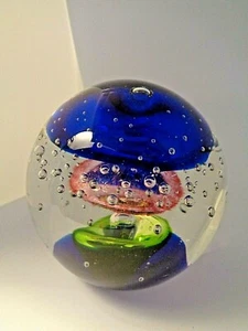 Große LUFTFALLE Blase mehrfarbig GEHÄNGT Kunstglas Briefbeschwerer  - Bild 1 von 6