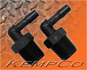 (2) 3/8" NPT x 1/4" Hose Barb Elbow Adapter Fittings Plastic Nylon Auto Boat HHO - Picture 1 of 1