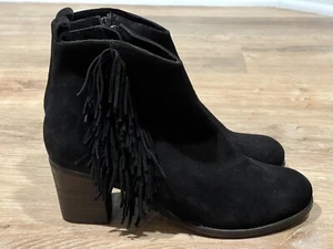 Matisse Black Suede Cloey Fringe Ankle Boot Size 7.5 - Picture 1 of 12