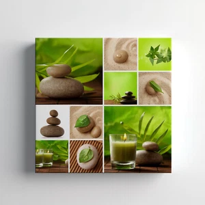 Green Spa Zen Candle Stones Canvas Print Wall Art, Home Decor Wall Hanging - Picture 1 of 12