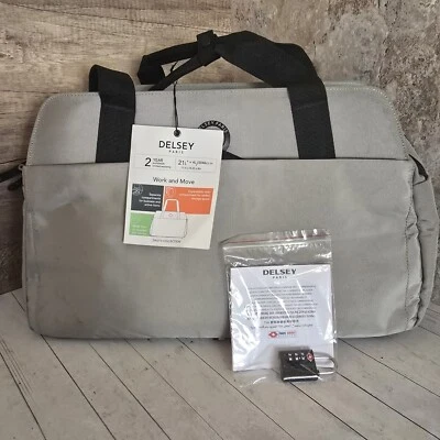 Delsey Paris Grey Work Laptop Duffle Carry On Tote Bag 11.5 x 18.25 x 8in - Image 1 of 4