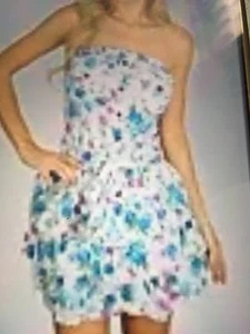 NWT floral blue ruffled & self belted top or sundress by Pop Star/medium/Sz. 7 - Picture 1 of 1