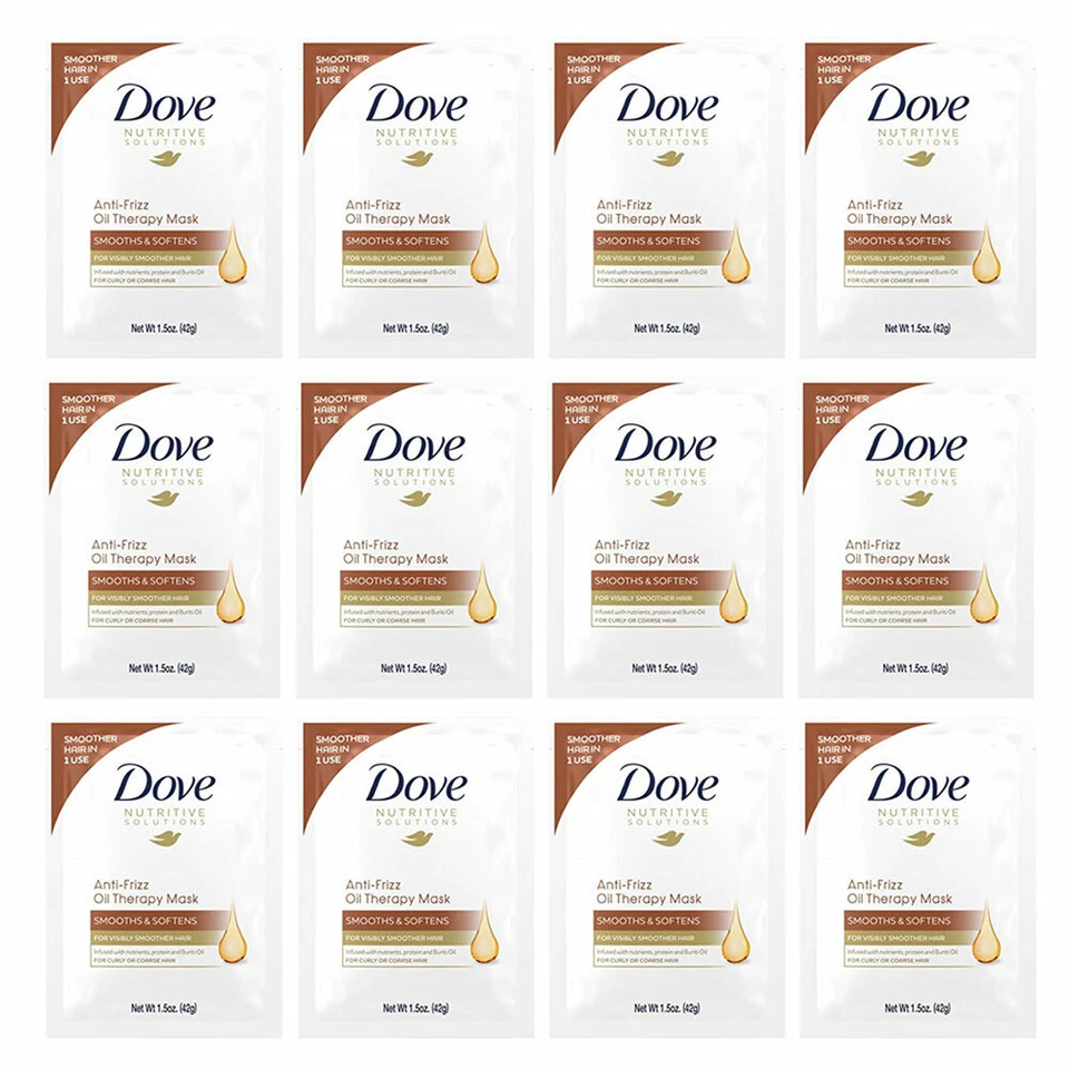 Pack of (12) New Dove Anti-Frizz Oil Smooth Hair Mask, 1.5 oz - Image 1 of 3