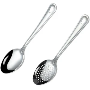 2 Pezzi Cucchiaio Utensile Metallo Servizio Cucchiai Metallo Servizio Cucina - Foto 1 di 12