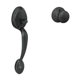 SCHLAGE FE285-PLY-622 Plymouth Matte Black Entry Door Handleset - Picture 1 of 3