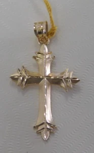 Stunning New Women's 14KT Yellow Gold Detailed Cross, 1.1g - Picture 1 of 4