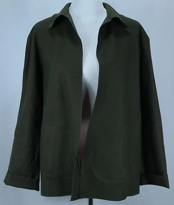 Blazer abierto para mujer Ralph Lauren RL etiqueta negra verde oscuro mezcla de lana - talla 12 Foto 1 de 4