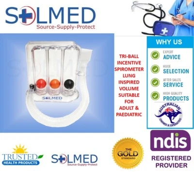 INCENTIVE SPIROMETER TRI-BALL DEEP BREATHING LUNG EXERCISER TGA LISTED X 1 - image 1 of 2