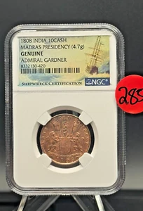 1808 India 10 Cash โ Madras Presidency โ Admiral Gardner Shipwreck โ๐ฅ - Picture 1 of 4