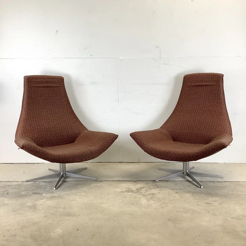 Pair Italian Modern Swivel Lounge Chairs Cover