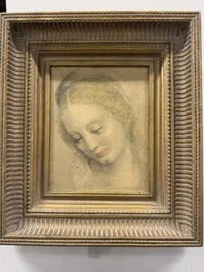 DAVINCI PRINT FEMALE IN ORNATE FRAME - Picture 1 of 7