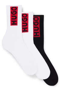 Hugo Boss Crew Socks 3 Pack Mens Sz 7-13 Black White Soft Cotton New - Picture 1 of 6
