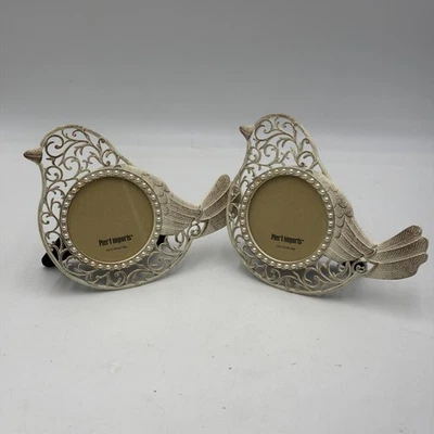 Pier 1 Imports Bird Picture Frame In Distressed Cream Color And Pearl Accents - Image 1 of 4