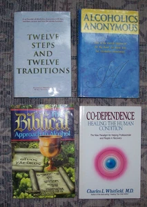 Lot 4 Books: AA Twelve Steps Co-Dependence Biblical Approach to Alcohol Al Anon - Picture 1 of 1