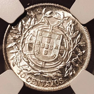 NGC MS64 - Moneda Portugal 10 centavos 1915 (¡PLATA!) - Imagen 1 de 4