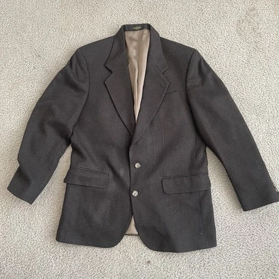 Chaqueta de traje a medida Oscar De La Renta para hombre - talla 39R, marrón seda lana tweed Foto 1 de 4