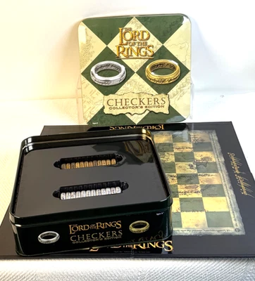 The Lord of The Rings Checkers Game in Tin Collectors Edition Silver & Gold FUN! - Image 1 of 2