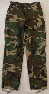 "Pantalones Rothco Woodland Camuflados BDU Hombres Pequeños Largos Algodón Carga Ripstop 29x31.5"" Usados en Excelente Condición" - Imagen 1 de 15