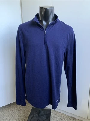 Camisa Omni Lana Para Hombres XL Azul 1/4 Cremallera Mezcla Poliéster/Lana Manga Larga Pullover Forrado Foto 1 de 4