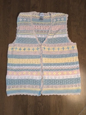 Chaleco para mujer Napa Valley Petites talla pequeña crochet botón delantero núcleo de cabaña Foto 1 de 4