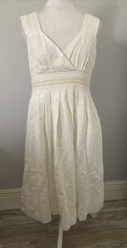 OFF WHITE Abito smanicato in lino bianco sporco Sundance taglia P 12 foderato