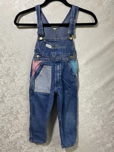 VTG Kids Patchwork Cute Cumber Overalls Denim Jumpsuit NO SIZE - Picture 1 of 15