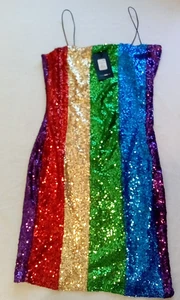 New w/ Tags Fashion Nova Ladies Women Colors of Rainbow Sequin Dress - Size XL - Picture 1 of 12