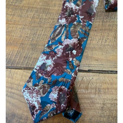 Mens Leonardo 100% Silk Blue Brown Abstract Neck Tie - Image 1 of 4