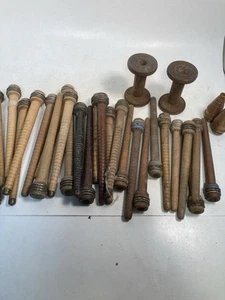 Wood Spools Bobbins Wooden Industrial 3"-8.75" Vintage Quills Mix Lot-30: - Picture 1 of 4