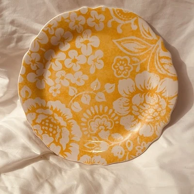 Pier 1 Imports Chloe Salad Plates Set 4 Floral Ironstone Dishwasher Safe Dinnerw - Image 1 of 4