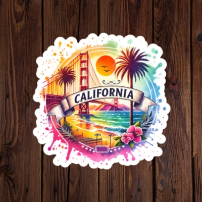 BUMBLEBEE APPAREL California sticker vinyl decal American Flag state outline novelty laptop mug