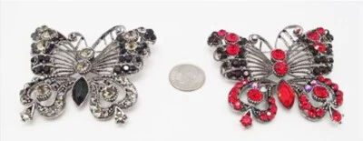 CHRISTINA 系列 2.5 英寸黑色灰色水晶银色胸针胸针新品 — 第 1/2 张图片