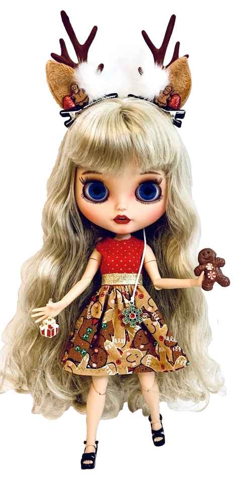 Muñeca articulada Blythe personalizada única en su clase niña pan de jengibre 12" en adorable traje navideño Foto 1 de 4