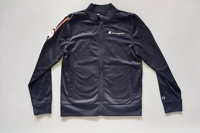 Chaqueta deportiva Champion Girls con logotipo negra rosa a rayas talla XL Foto 1 de 4