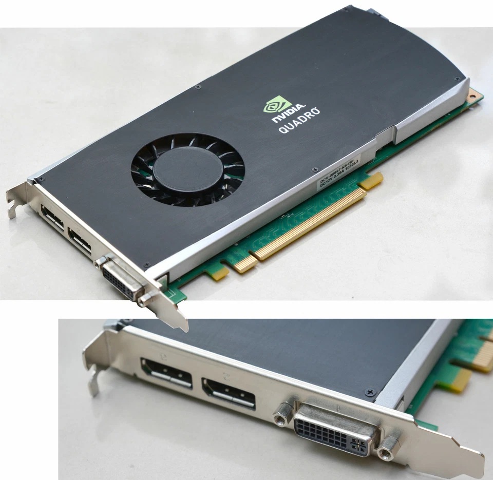 Dual Head Nvidia Quadro FX3800 0X9YDW 1GB RAM PCI-E x16 2x Displayport DVI V192 - Image 1 of 1