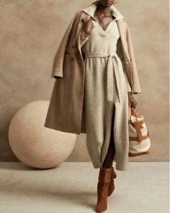 Abito maxi maglione Banana Republic Johnny colletto lana morbida yak M ALTO spacco laterale - Foto 1 di 9