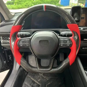 Real Carbon Fiber Red Leather Steering Wheel for Honda Accord Civic 11th 22-25 - Foto 1 di 2