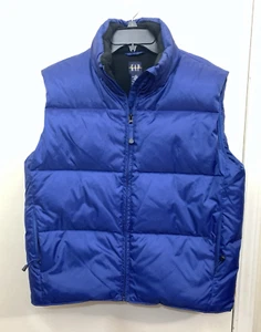 Gap Men’s Goose Down Zipper Puffer Vest Stowaway Hood Royal Blue SMALL - Picture 1 of 7