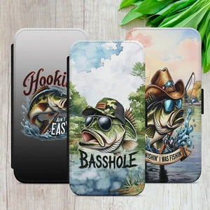 FLIP CASE FOR IPHONE SAMSUNG GOOGLE FISHING BASS QUOTES GIFT WALLET PHONE COVER - Picture 1 of 38