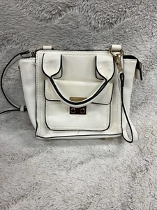 Miztique Women’s White Faux Leather Crossbody Zipper Closure Purse Bag 8”H - Picture 1 of 10