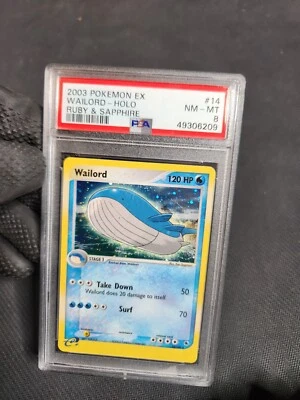 Pokemon 2003 EX Ruby Sapphire Wailord #14 Holo Rare Graded Card PSA 8 Near Mint  - Image 1 of 4