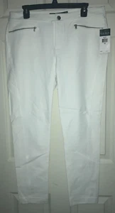 Nuevo Ralph Lauren LRL Pantalón al Tobillo de Sarga de Algodón Elástico Talla 12 Blanco Nuevo con Etiquetas - Imagen 1 de 5