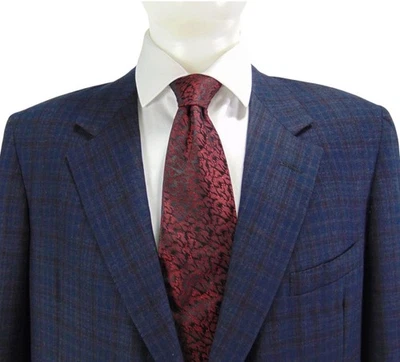 Blazer Oxxford Clothes Lake Forest 46R EU56 Azul Marino Glen Lana a Cuadros EE. UU. 1988 Foto 1 de 4